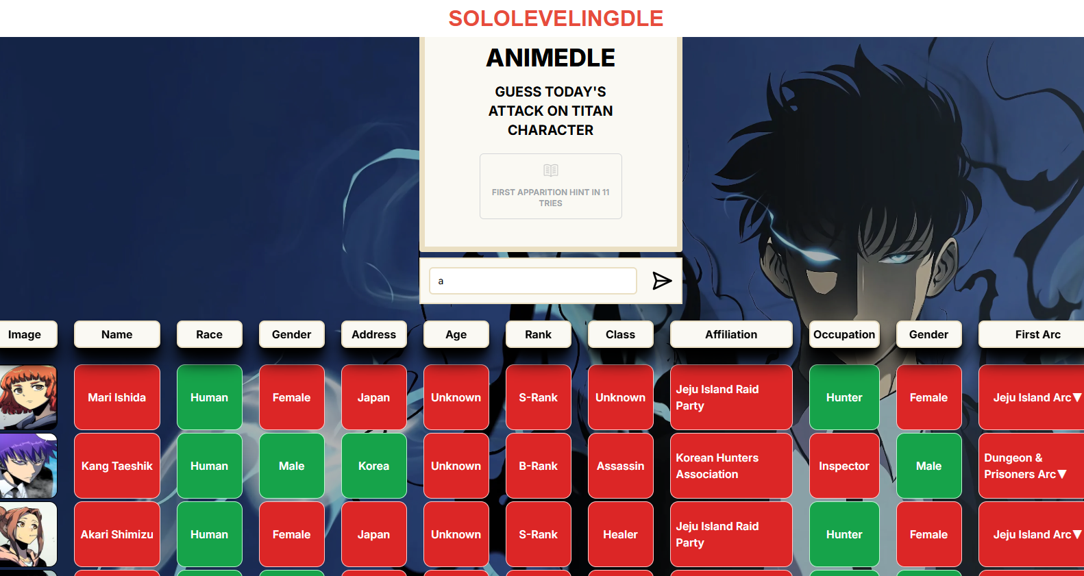 Sololevelingdle Rules